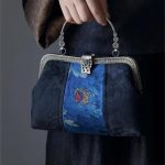Azure Peony Panel Frame Handbag