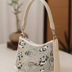 Panda Embroidered Shoulder Bag