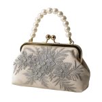 Pearl-Handle Floral Frame Handbag
